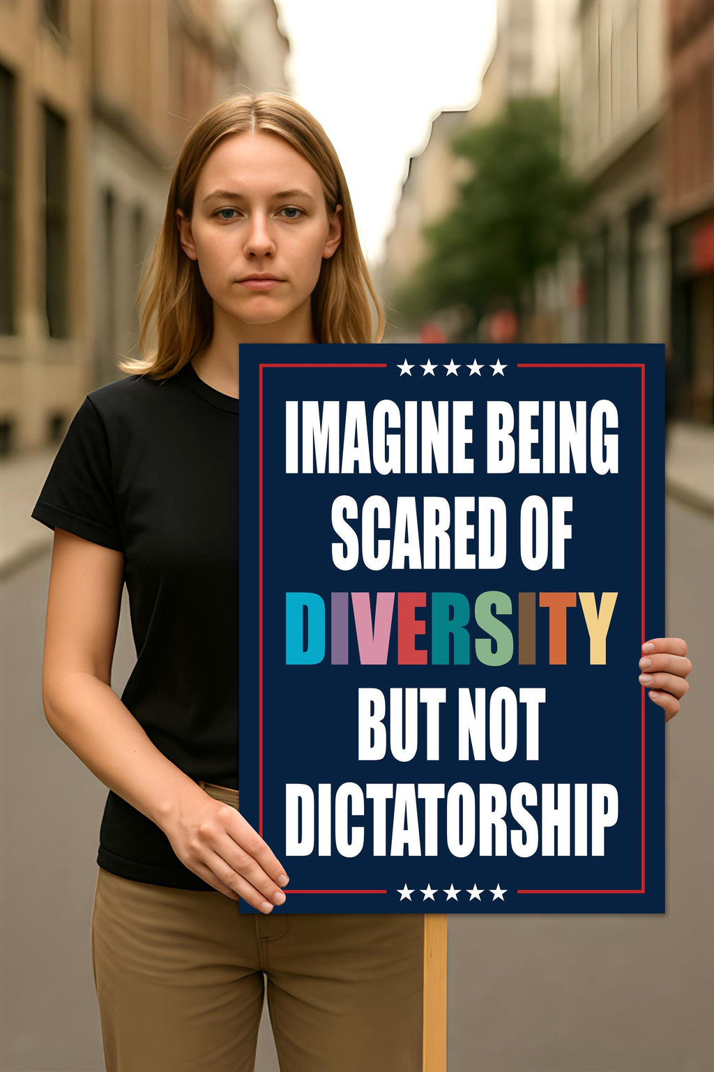 Imagine Being Scared of Diversity But Not Dictatorship Protest Sign, Anti-Trump Political Activist Rally Sign, Resist Fascism Protest Poster