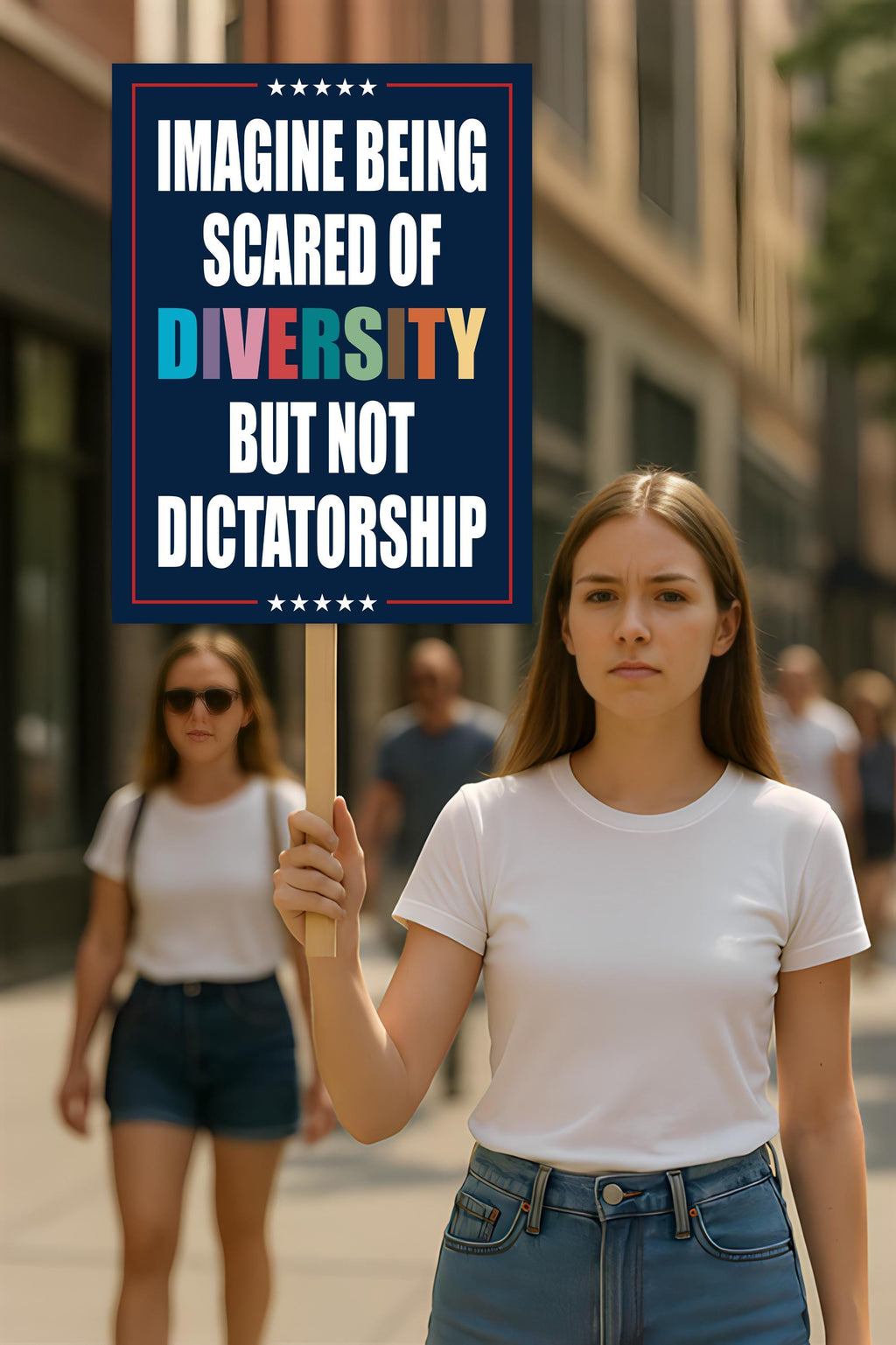 Imagine Being Scared of Diversity But Not Dictatorship Protest Sign, Anti-Trump Political Activist Rally Sign, Resist Fascism Protest Poster
