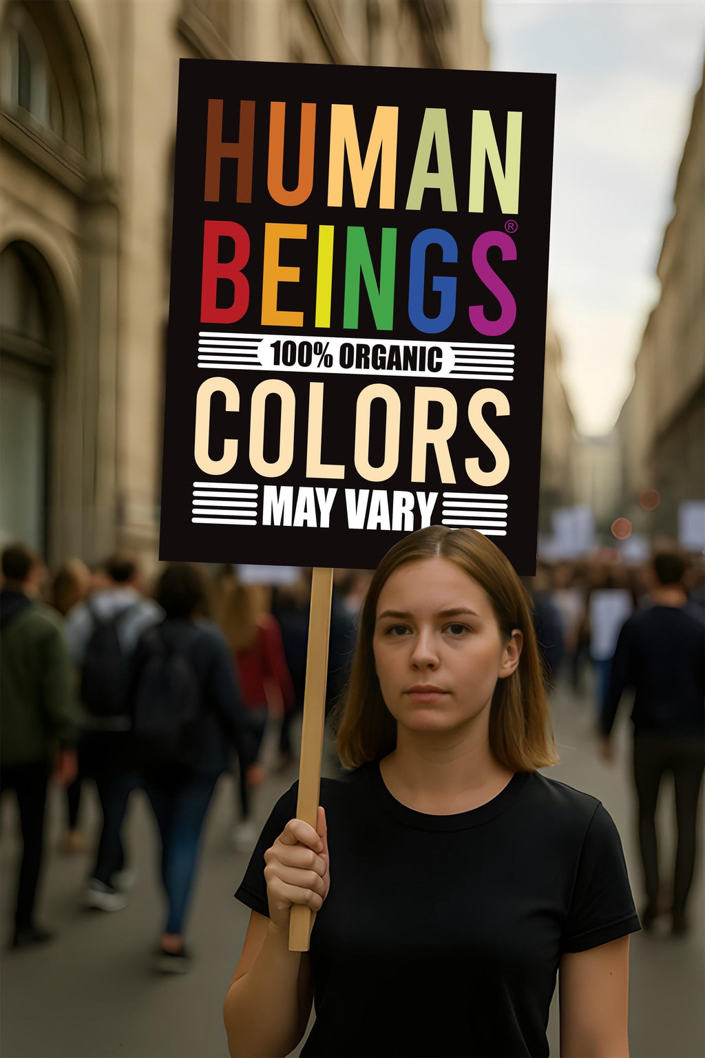 Human Beings 100% Organic Colors May Vary Protest Sign, Anti-Trump Political Activist Rally Sign, Resist Fascism Protest Poster