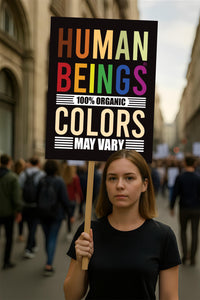 Human Beings 100% Organic Colors May Vary Protest Sign, Anti-Trump Political Activist Rally Sign, Resist Fascism Protest Poster