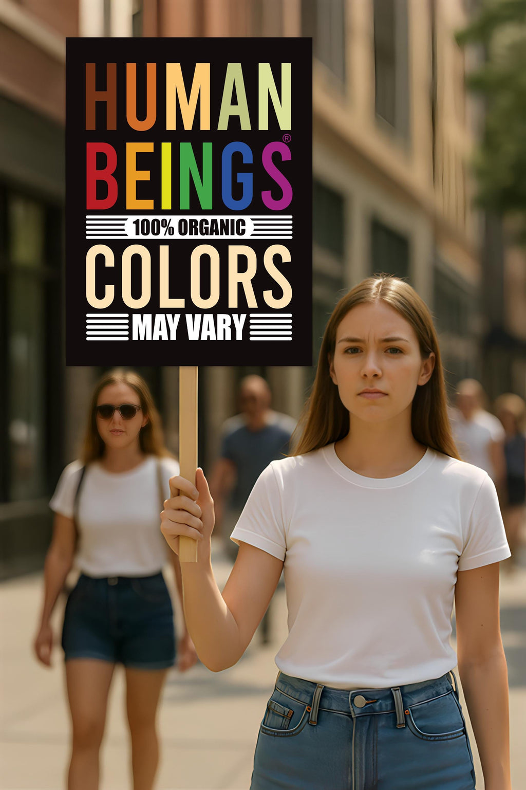 Human Beings 100% Organic Colors May Vary Protest Sign, Anti-Trump Political Activist Rally Sign, Resist Fascism Protest Poster