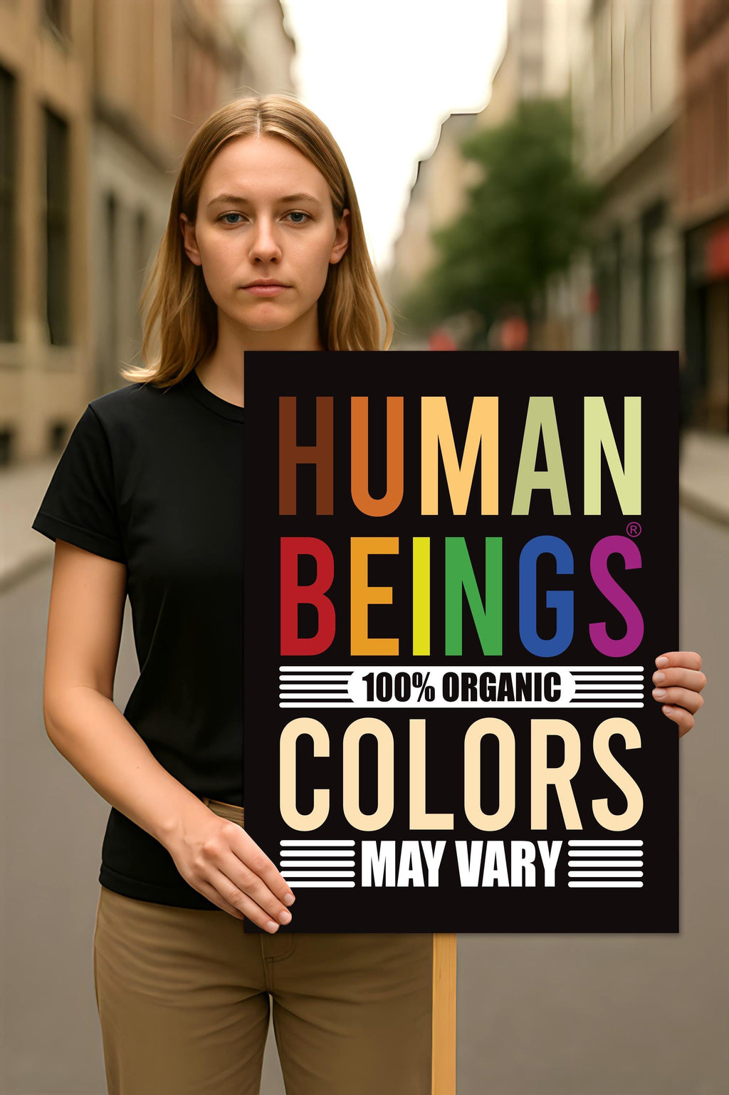 Human Beings 100% Organic Colors May Vary Protest Sign, Anti-Trump Political Activist Rally Sign, Resist Fascism Protest Poster
