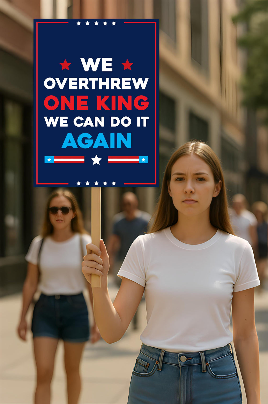 No Kings In America Protest Sign, Anti-Trump Resistance, Political Activist Poster