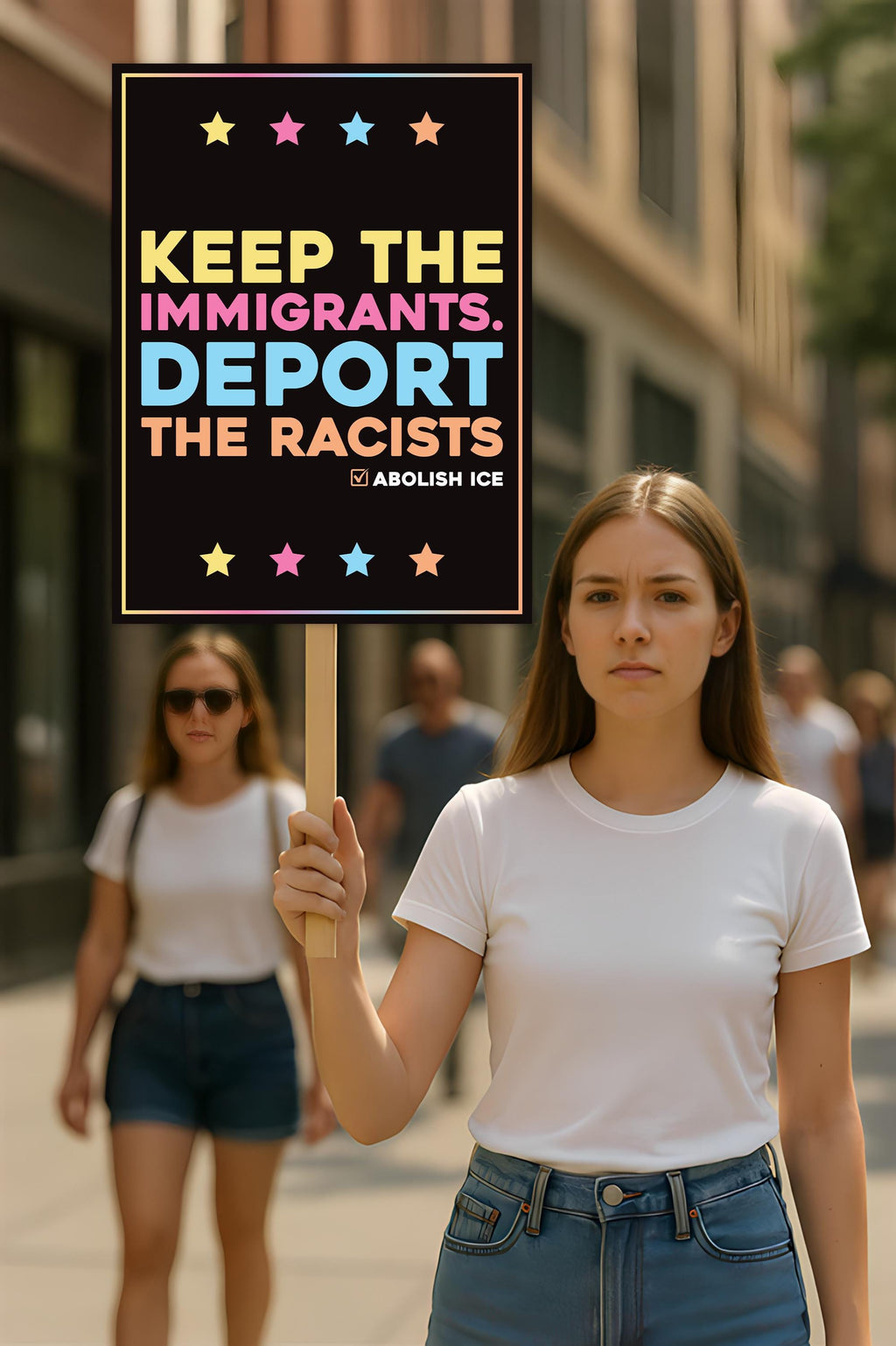Abolish ICE Protest Sign, Anti-Trump Keep the Immigrants, Deport the Racists