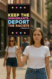 Abolish ICE Protest Sign, Anti-Trump Keep the Immigrants, Deport the Racists