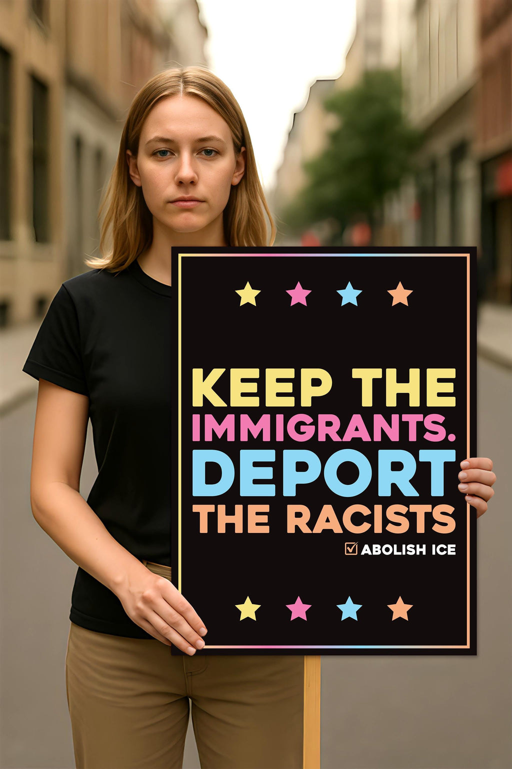 Abolish ICE Protest Sign, Anti-Trump Keep the Immigrants, Deport the Racists