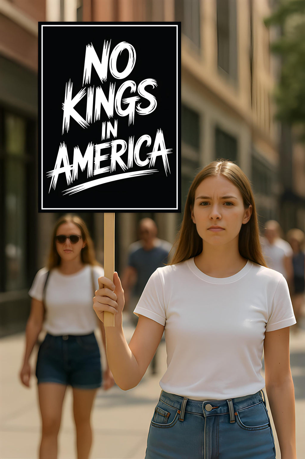 No Kings In America Protest Sign, Anti-Trump Resistance, Political Activist Poster