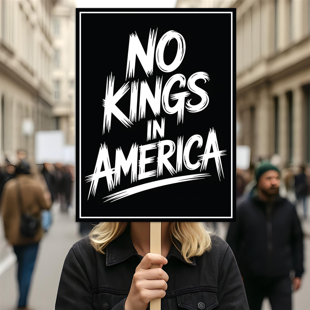 No Kings In America Protest Sign, Anti-Trump Resistance, Political Activist Poster