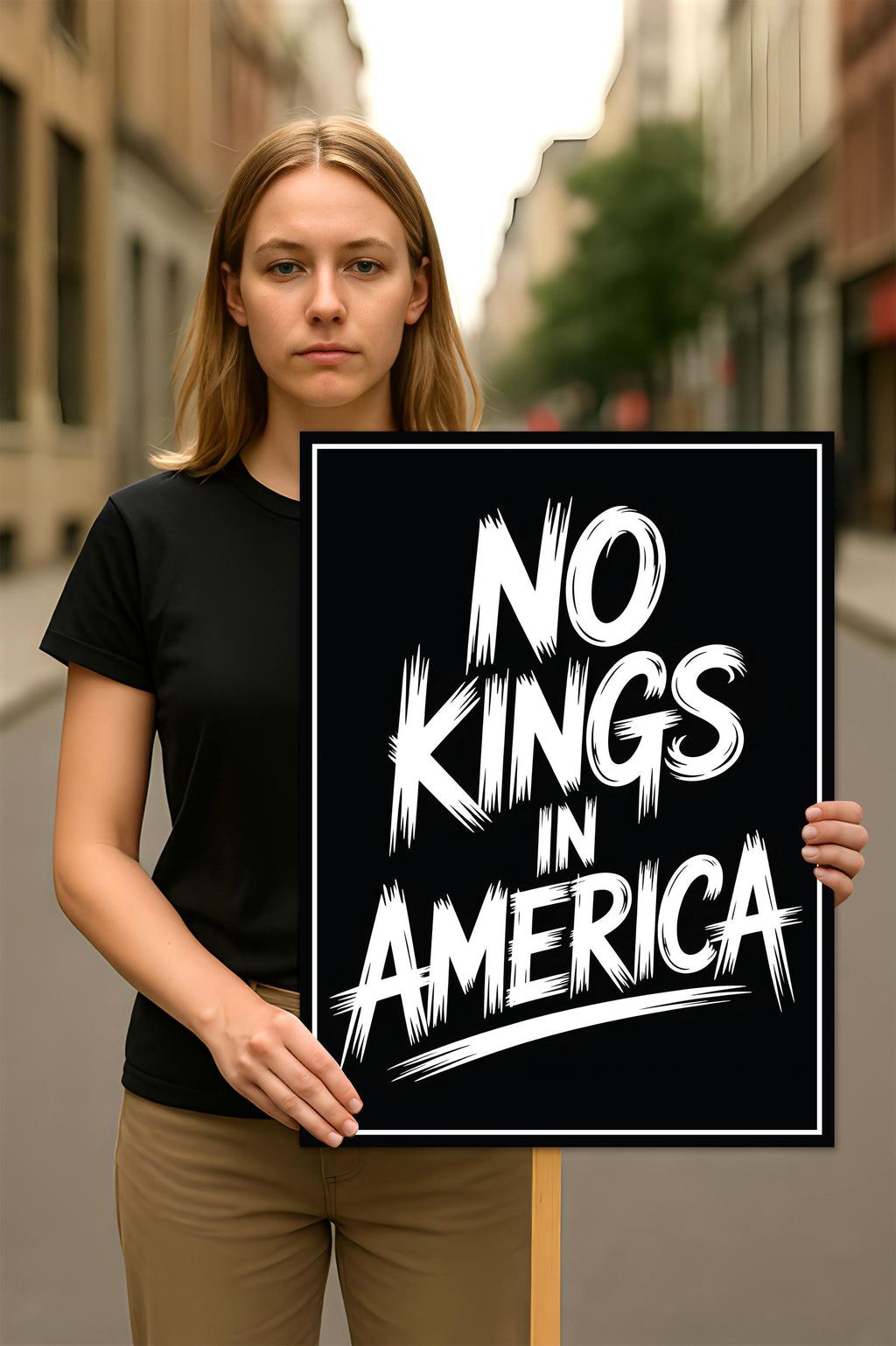 No Kings In America Protest Sign, Anti-Trump Resistance, Political Activist Poster