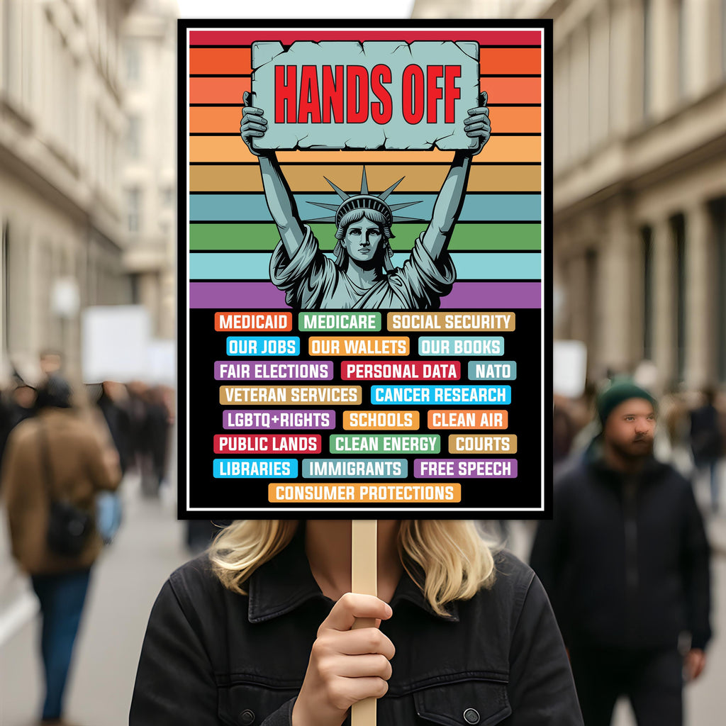 Statue of Liberty Hands Off Resist Protest Sign, Anti-Trump, Political Activist Rally Sign, Resist Racism, Resist Fascism Protest Poster