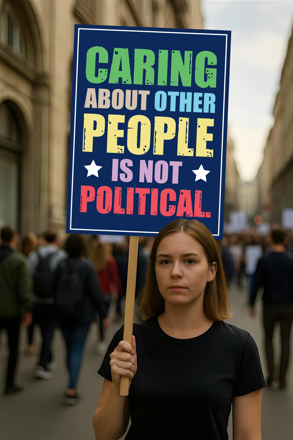 Caring About People Is Not Political Protest Sign, Anti-Trump, Political Activist Rally Sign, Resist Racism, Resist Fascism Protest Poster