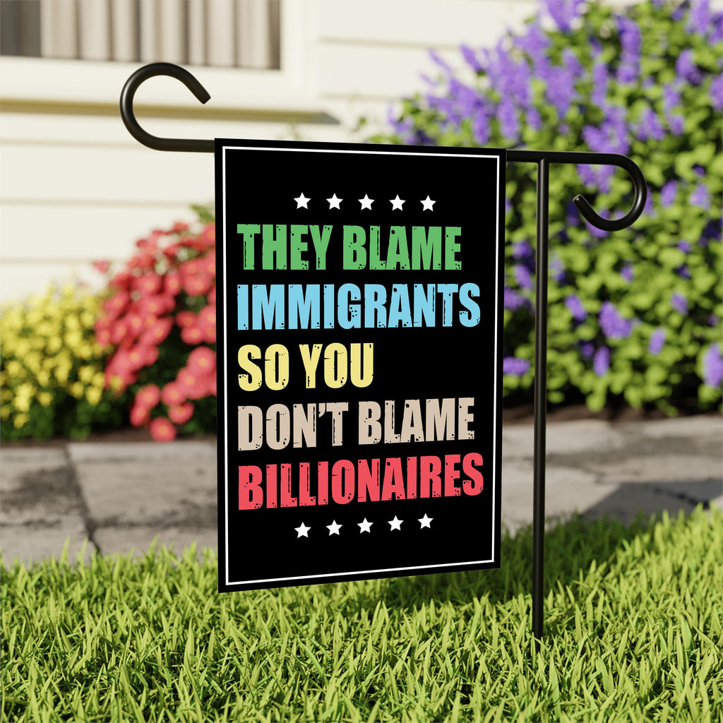 Immigrants Make America Great Protest Garden Flag, 12x18 Inch Double Sided, Resist Hate, Anti-Trump Sign, Resist Racism Flag, Resist Fascism Sign