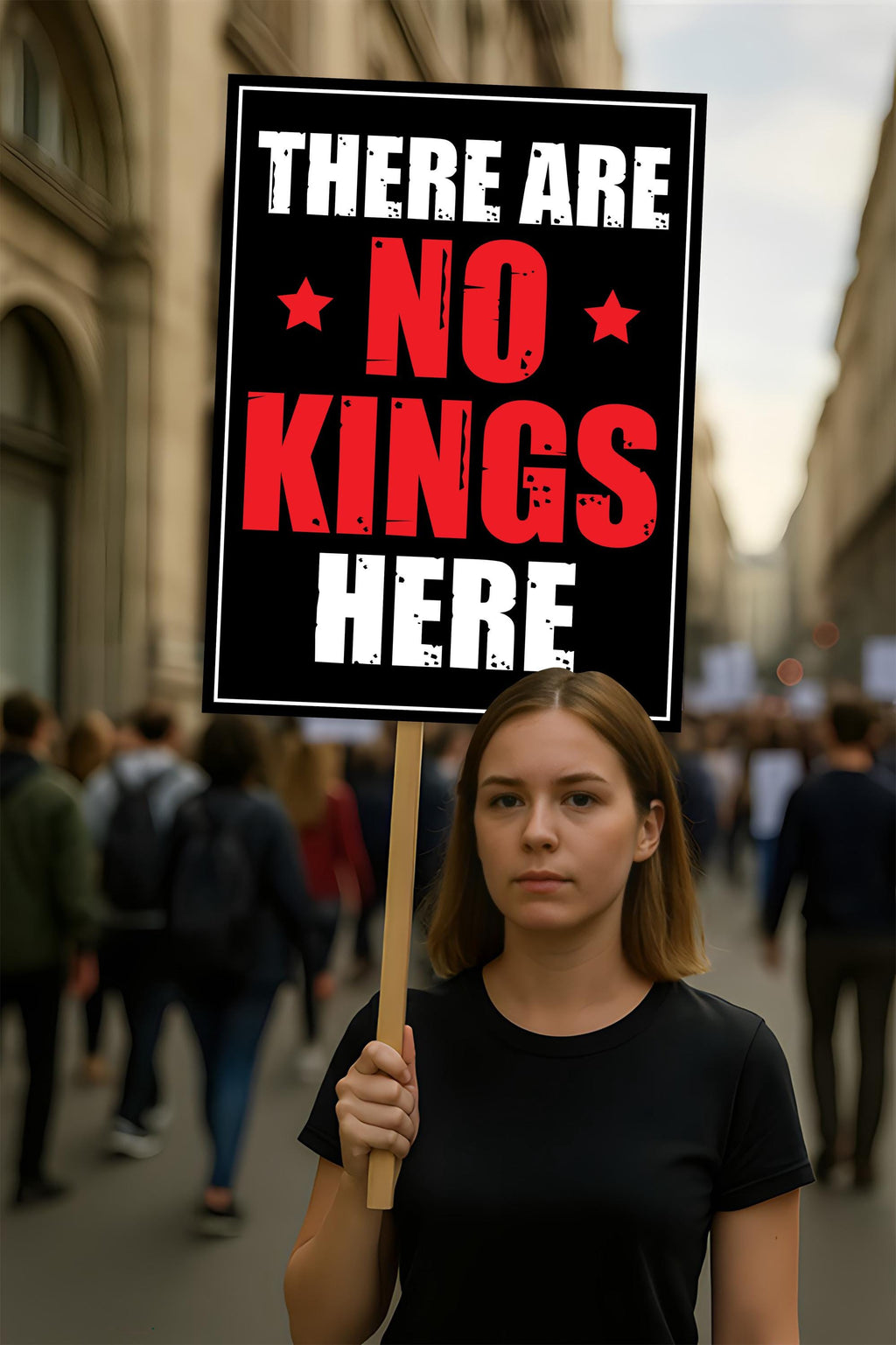 No Kings In America Protest Sign, Anti-Trump Resistance, Political Activist Rally Sign, Resist Racism, Resist Fascism Protest Poster