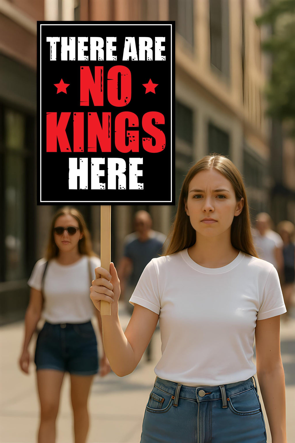 No Kings In America Protest Sign, Anti-Trump Resistance, Political Activist Rally Sign, Resist Racism, Resist Fascism Protest Poster