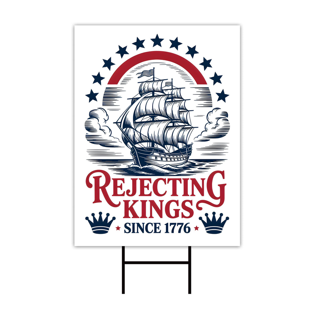 No Kings In America Yard Sign - Resist Hate Lawn Sign, Anti-Trump Sign