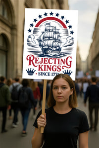 No Kings In America Protest Sign, Anti-Trump Resistance, Political Activist Poster