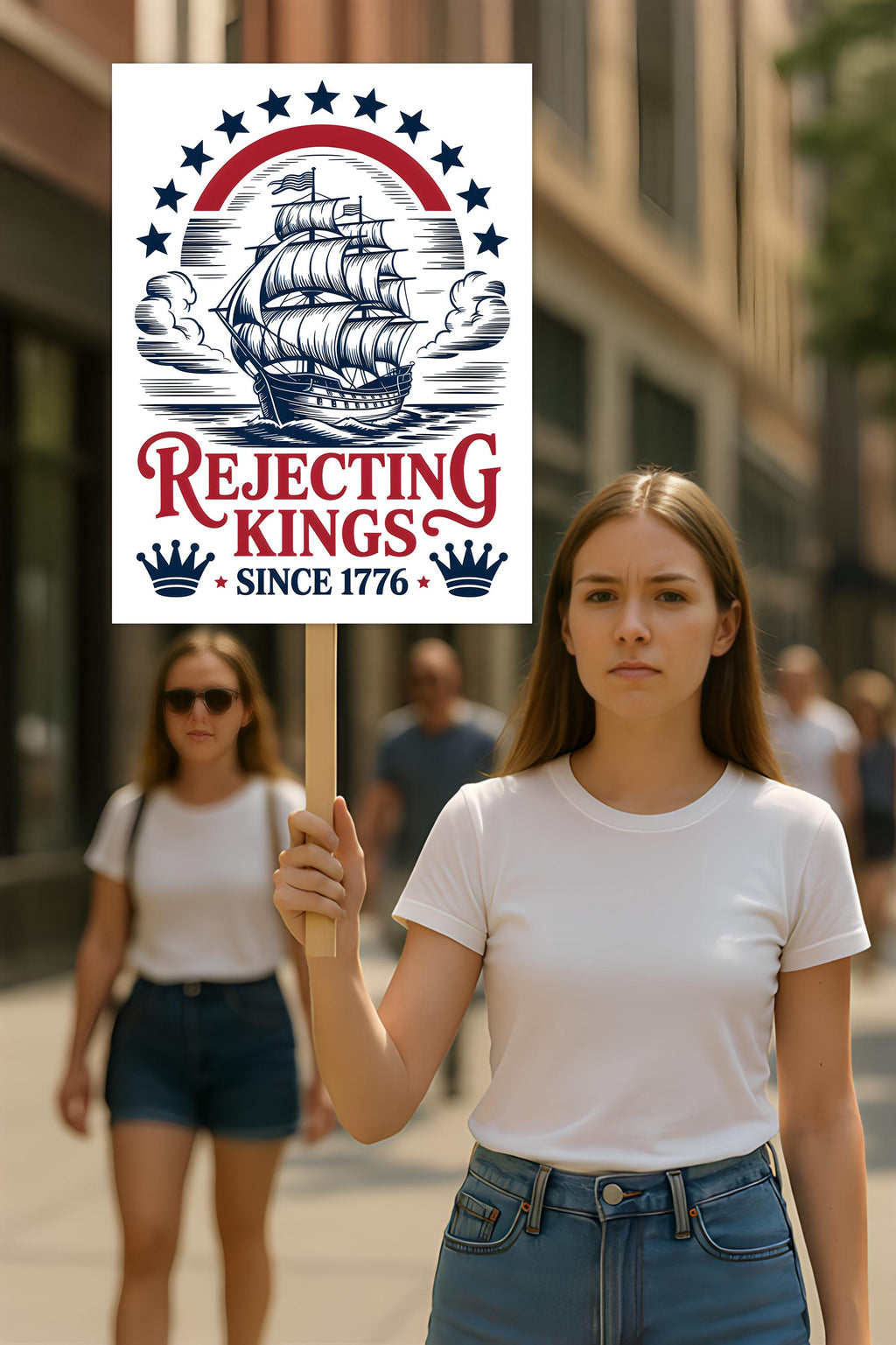 No Kings In America Protest Sign, Anti-Trump Resistance, Political Activist Poster