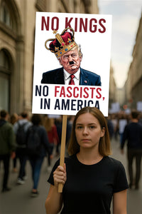 No Kings In America Protest Sign, Anti-Trump Resistance, Political Activist Poster