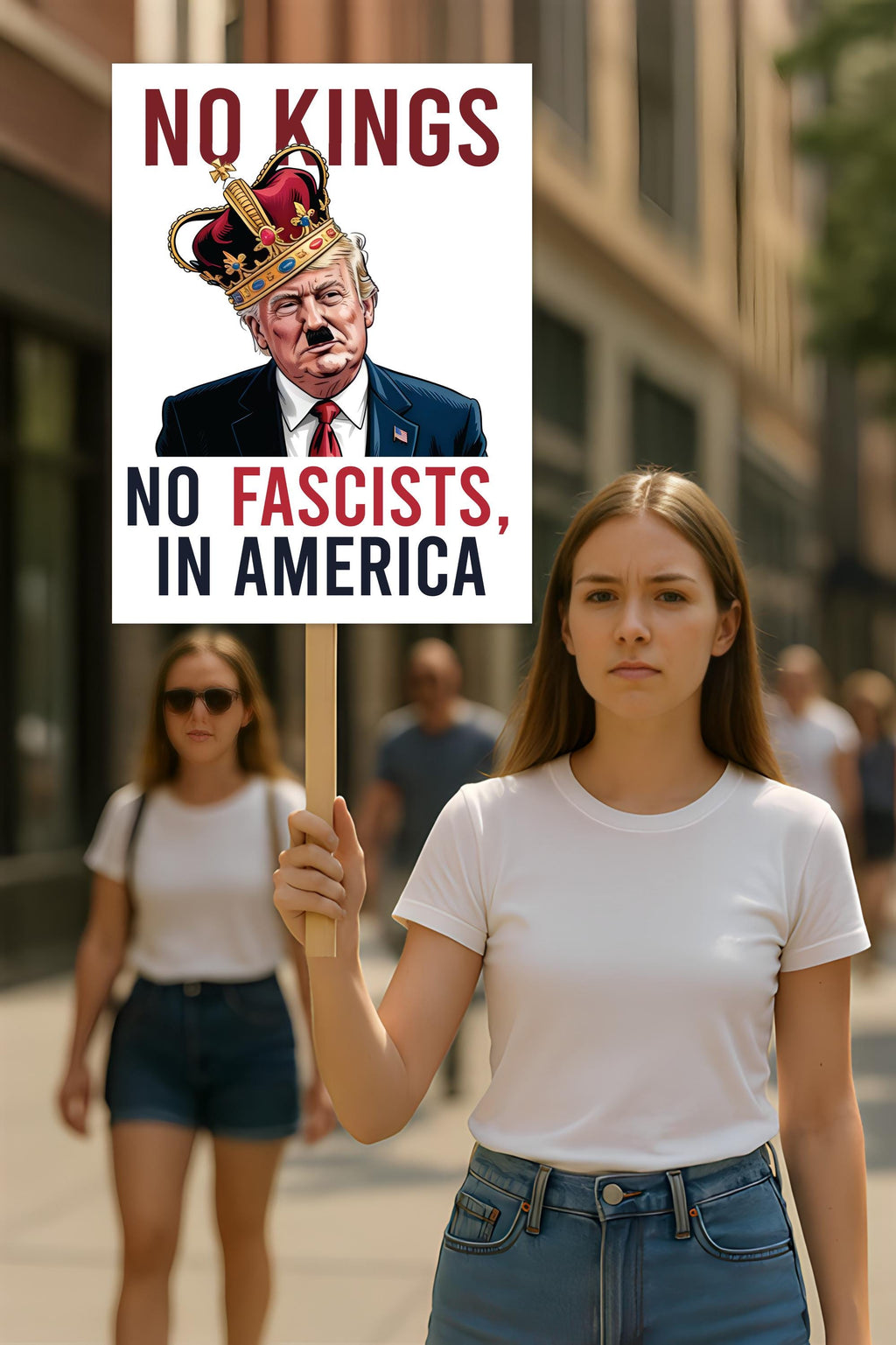 No Kings In America Protest Sign, Anti-Trump Resistance, Political Activist Poster