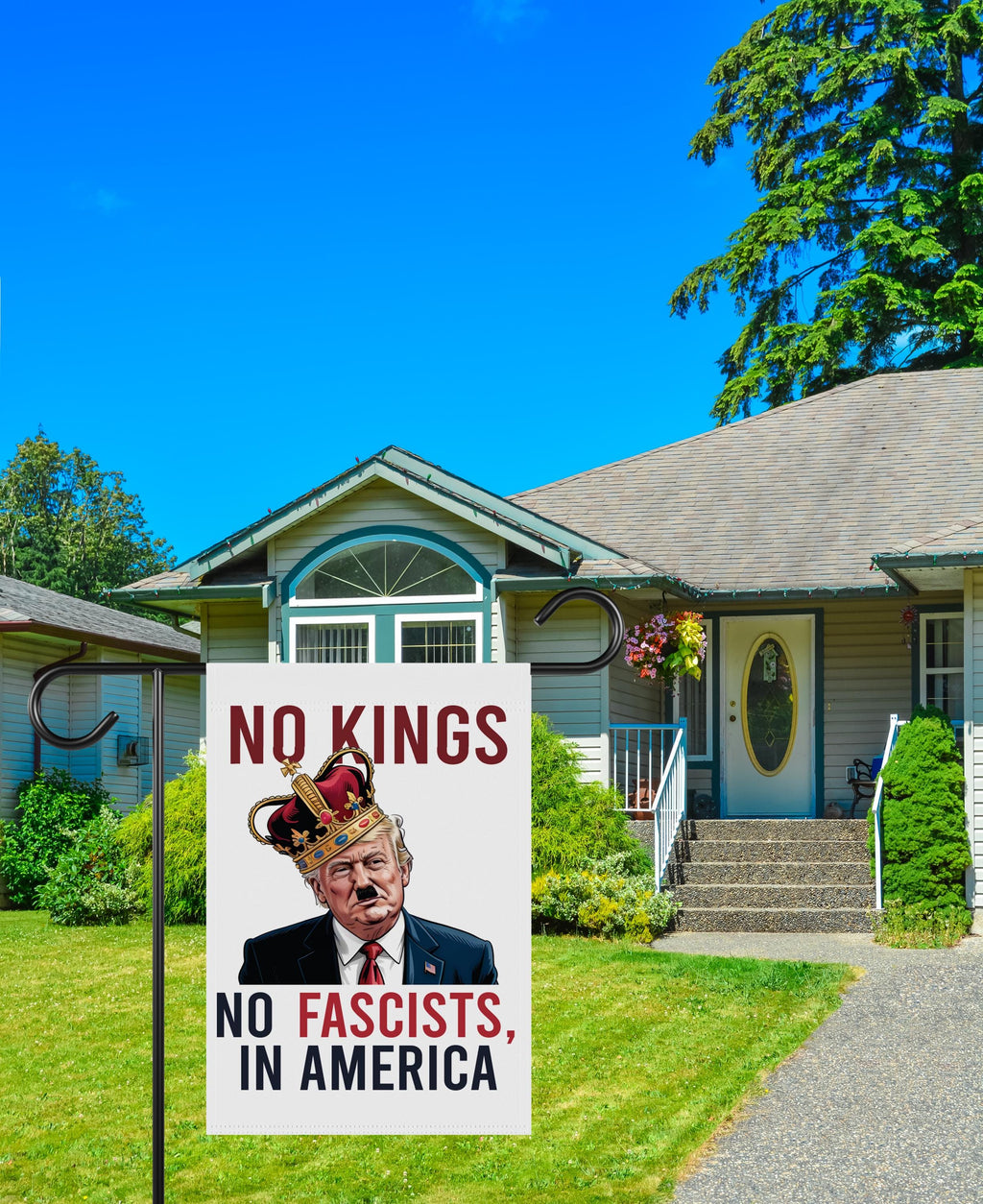 No Kings In America Garden Flag, 12x18 Inch Double Sided, Resist Hate Flag