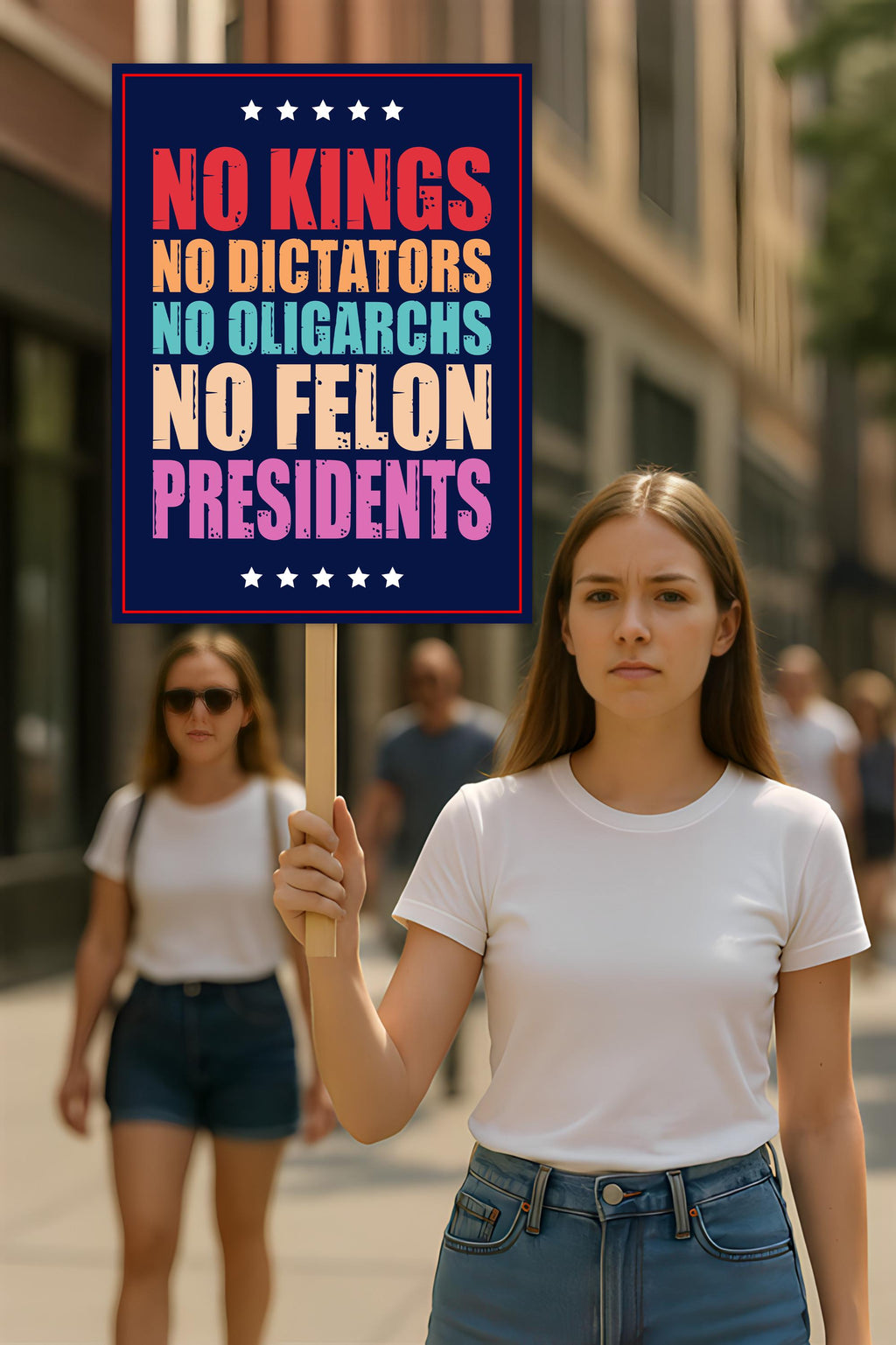 No Kings In America Protest Sign, Anti-Trump Resistance, Political Activist Poster