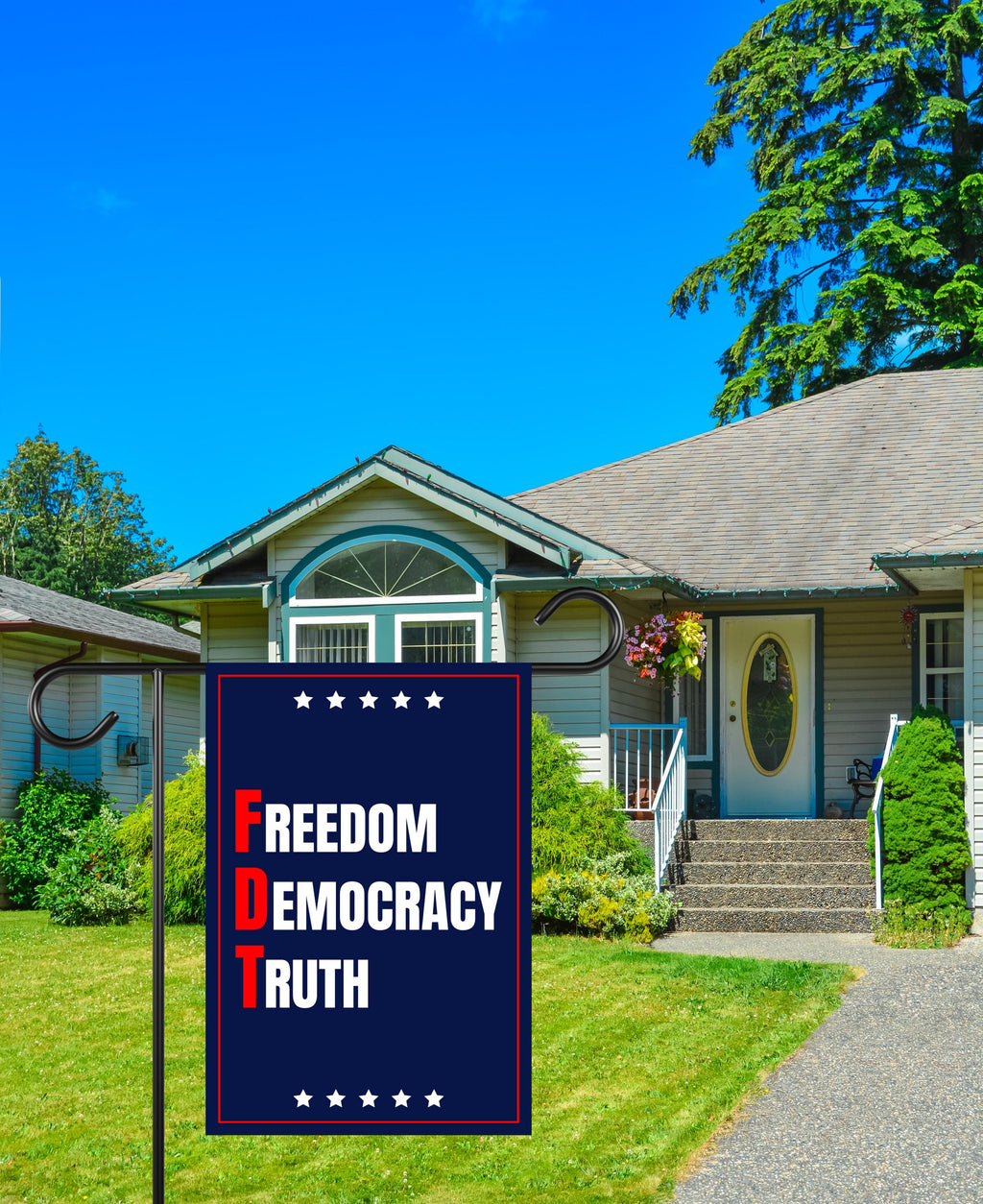 Freedom Democracy Truth Garden Flag, Double Sided, Freedom Democracy Truth, Anti-Trump Flag