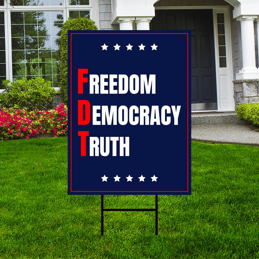 No Kings In America Yard Sign - Freedom Democracy Truth Lawn Sign, Anti-Trump