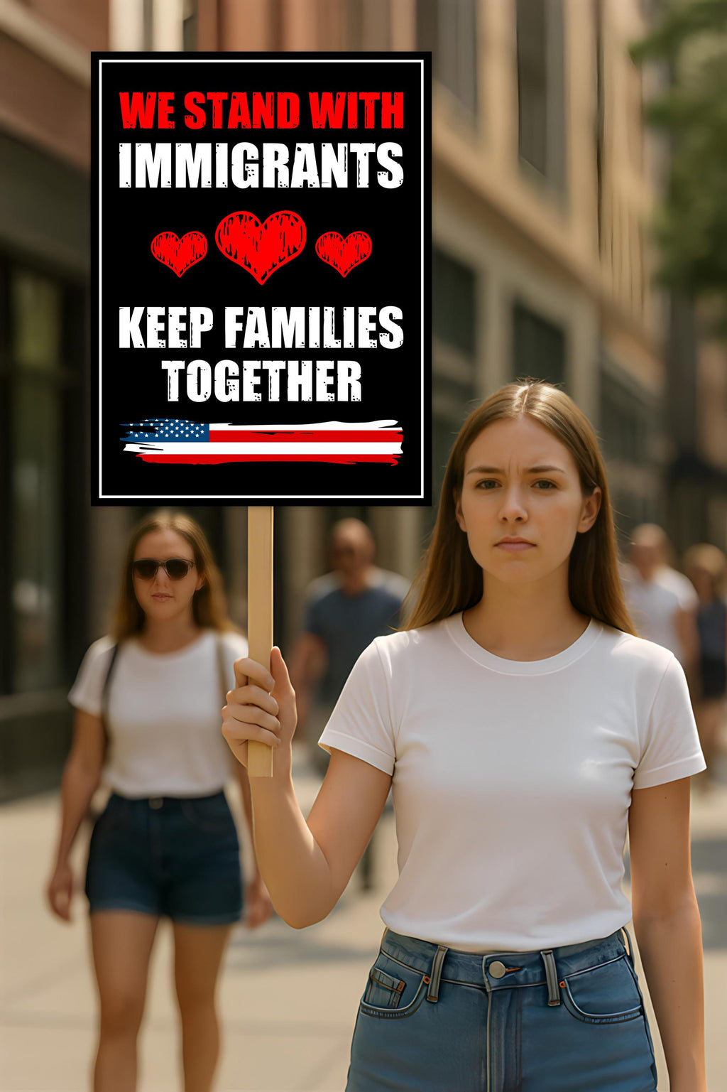 We Stand With Immigrants Protest Sign, Anti-Trump Resistance, Political Activist Poster