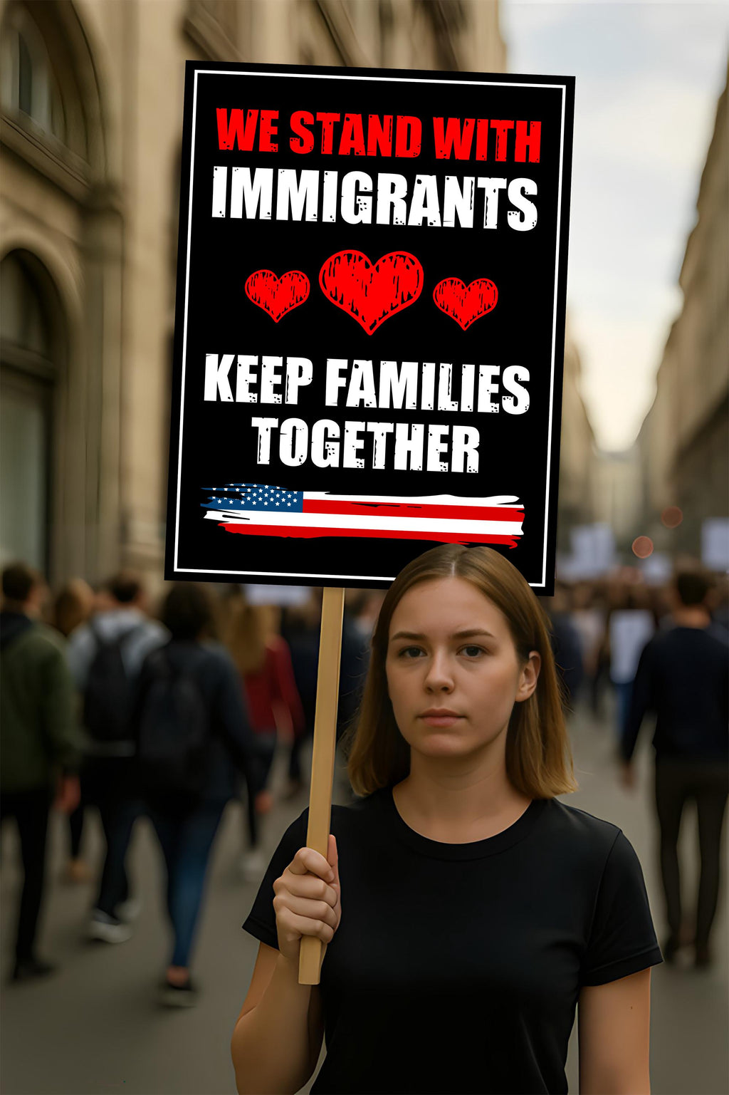 We Stand With Immigrants Protest Sign, Anti-Trump Resistance, Political Activist Poster