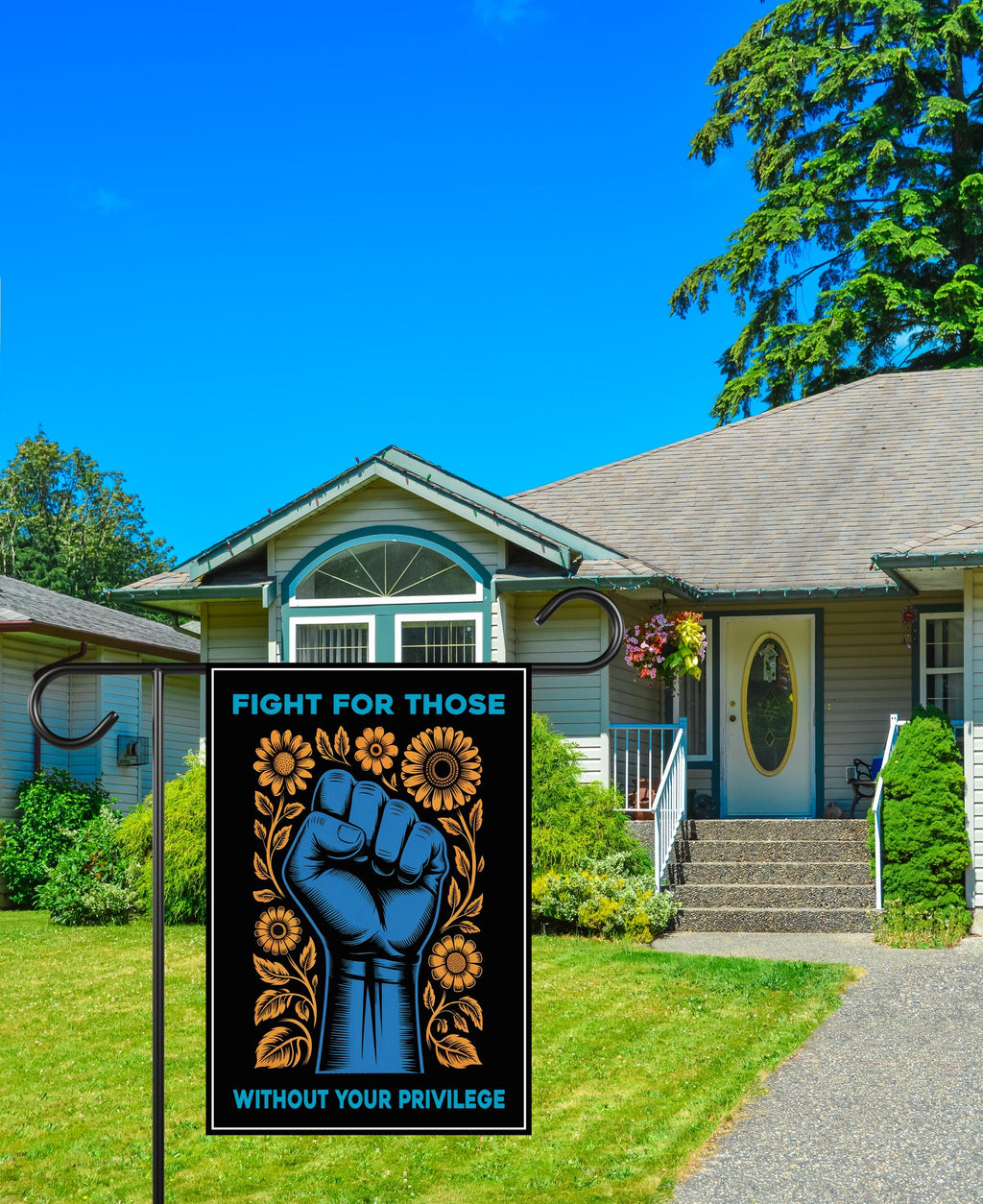 Fight For Those Without Your Privilege Garden Flag, Double Sided, Resist Hate