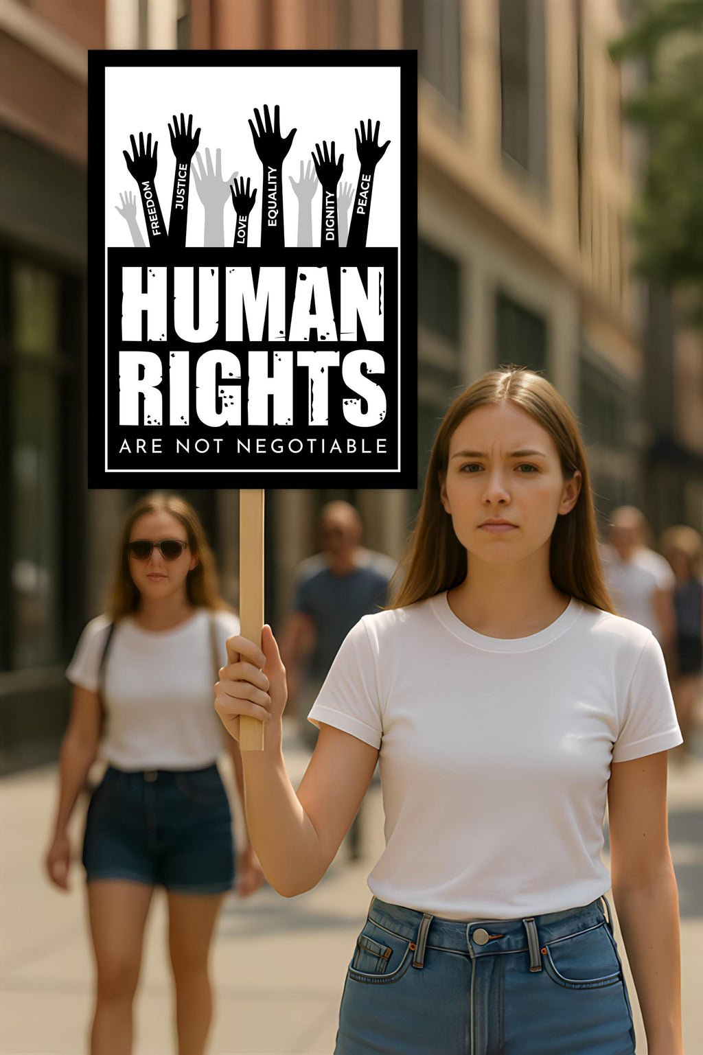 Human Rights Are Not Negotiable Protest Sign, Anti-Trump Resistance, Political Activist Poster