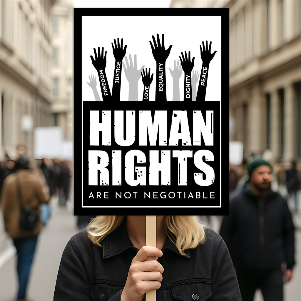 Human Rights Are Not Negotiable Protest Sign, Anti-Trump Resistance, Political Activist Poster