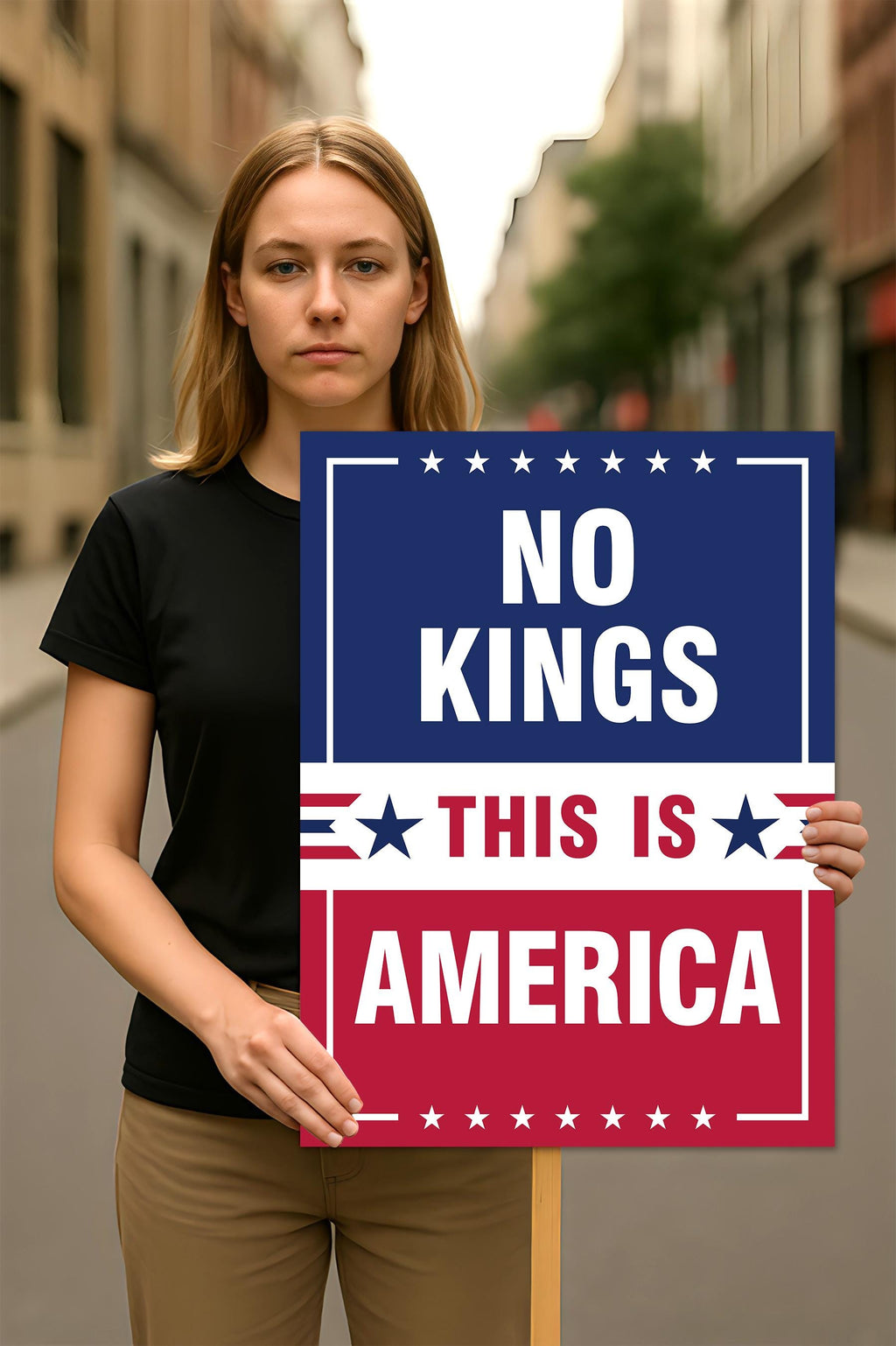 No Kings, No Dictators Protest Sign, Anti-Trump Resistance, Political Activist Poster