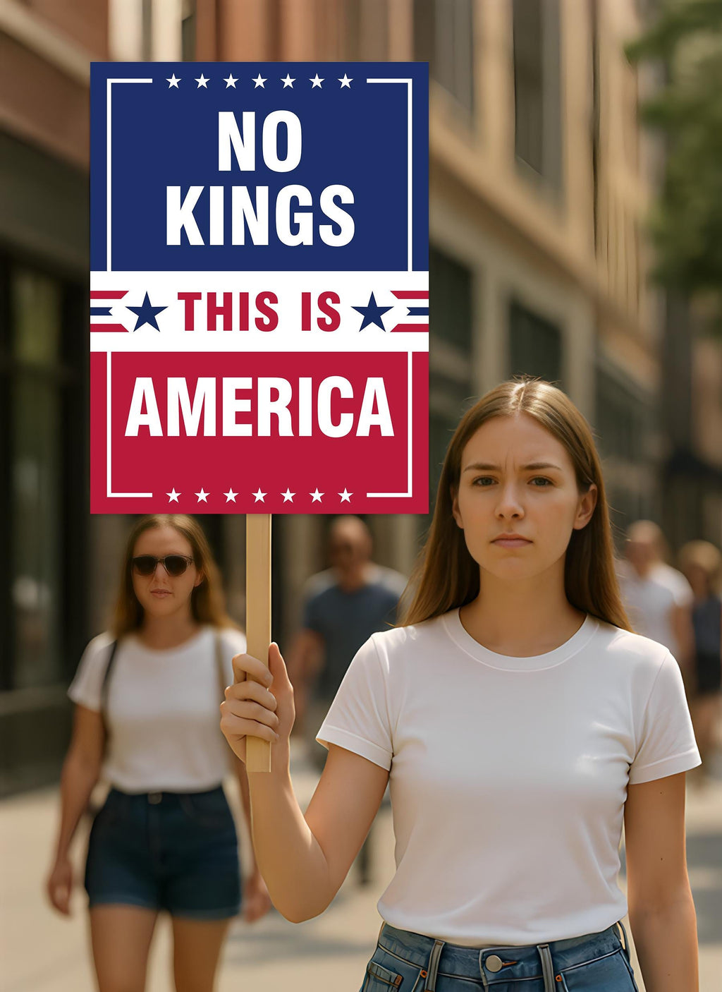 No Kings, No Dictators Protest Sign, Anti-Trump Resistance, Political Activist Poster