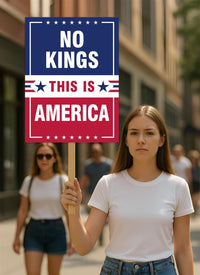 No Kings, No Dictators Protest Sign, Anti-Trump Resistance, Political Activist Poster