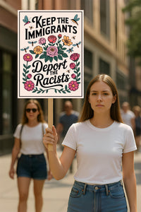 Abolish ICE Protest Sign, Anti-Trump Keep the Immigrants, Deport the Racists, Political Activist Poster, Resist Fascism Rally Sign