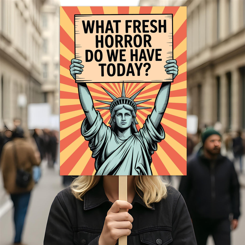 What Fresh Horror Do We Have Today? Protest Sign, Anti-Trump, Political Activist Rally Sign, Resist Racism, Resist Fascism Poster
