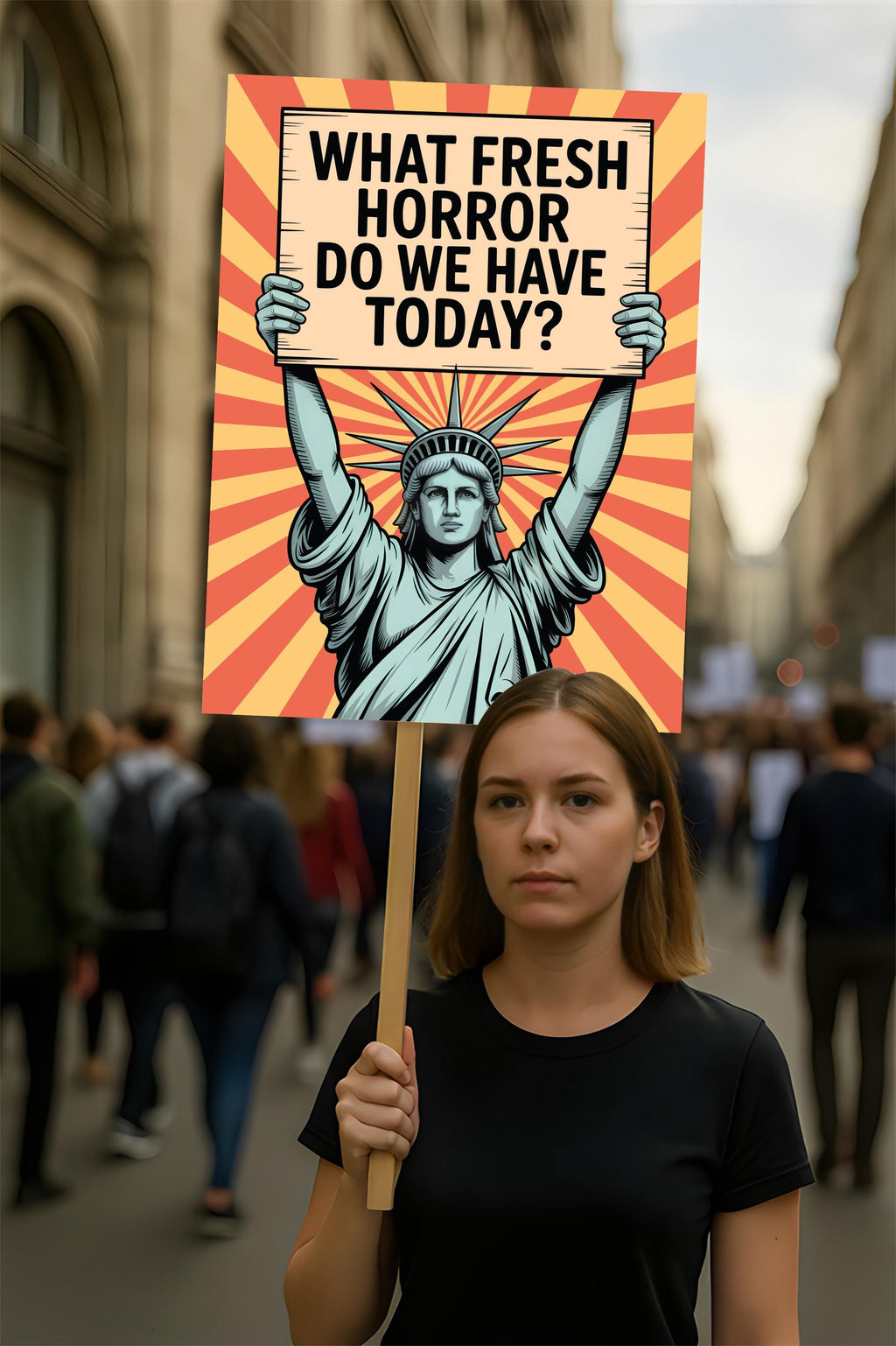 What Fresh Horror Do We Have Today? Protest Sign, Anti-Trump, Political Activist Rally Sign, Resist Racism, Resist Fascism Poster