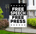 Free Speech Free Press Protect Democracy Yard Sign, Resist Hate Lawn Sign, Anti-Trump, Resist Racism, Resist Fascism Sign with Metal H-Stake