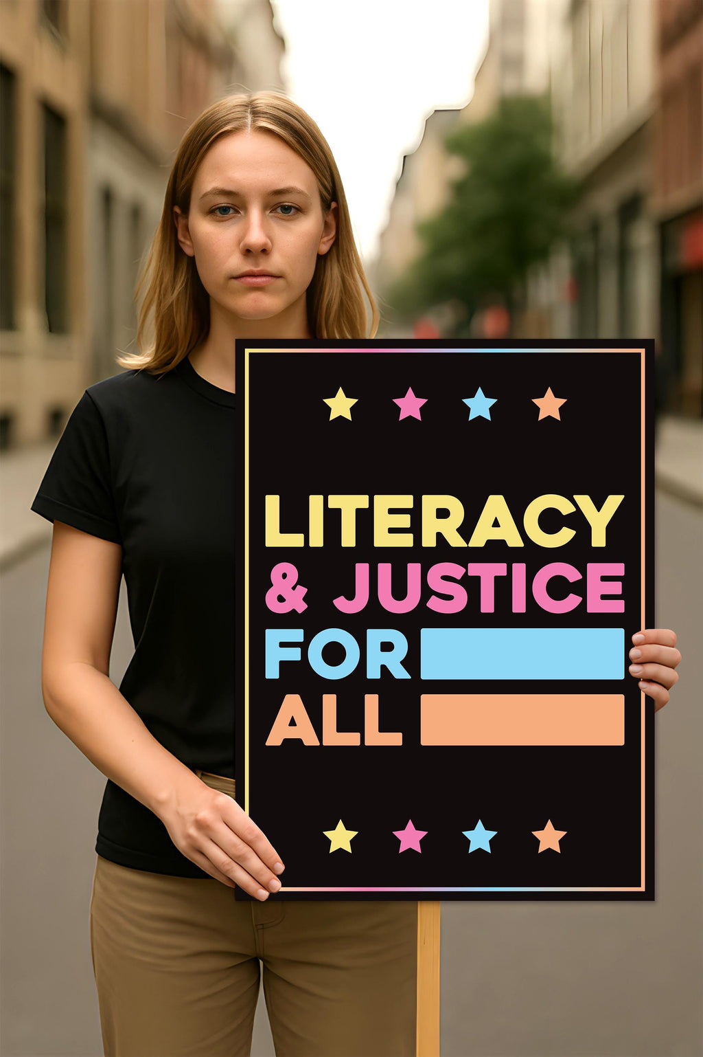 Literacy and Justice for All Protect Democracy Protest Sign, Anti-Trump, Political Activist Rally Sign, Resist Racism, Resist Fascism Poster