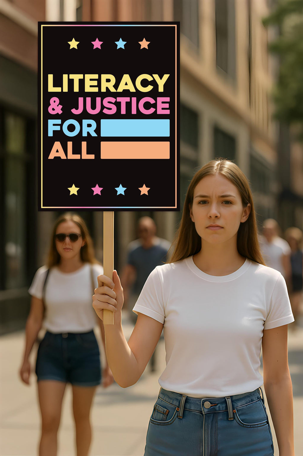 Literacy and Justice for All Protect Democracy Protest Sign, Anti-Trump, Political Activist Rally Sign, Resist Racism, Resist Fascism Poster