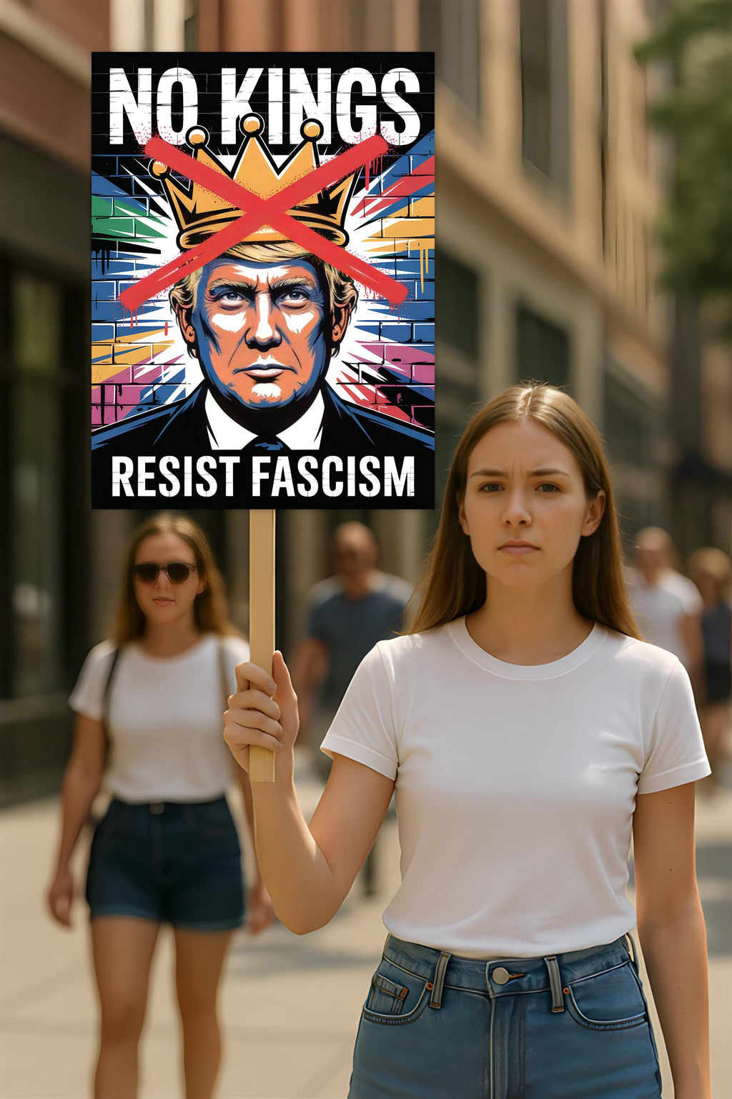 No Kings in America Protect Democracy Protest Sign, Anti-Trump, Political Activist Rally Sign, Resist Racism, Resist Fascism Poster