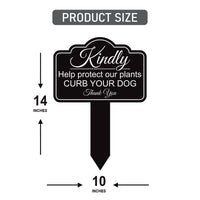 Kindly Help Protect Our Plants Curb Your Dog Yard Sign 10” x 14” - Rust-free Aluminum Sign for Lawn, Outdoor Yard Sign with Integrated Stake