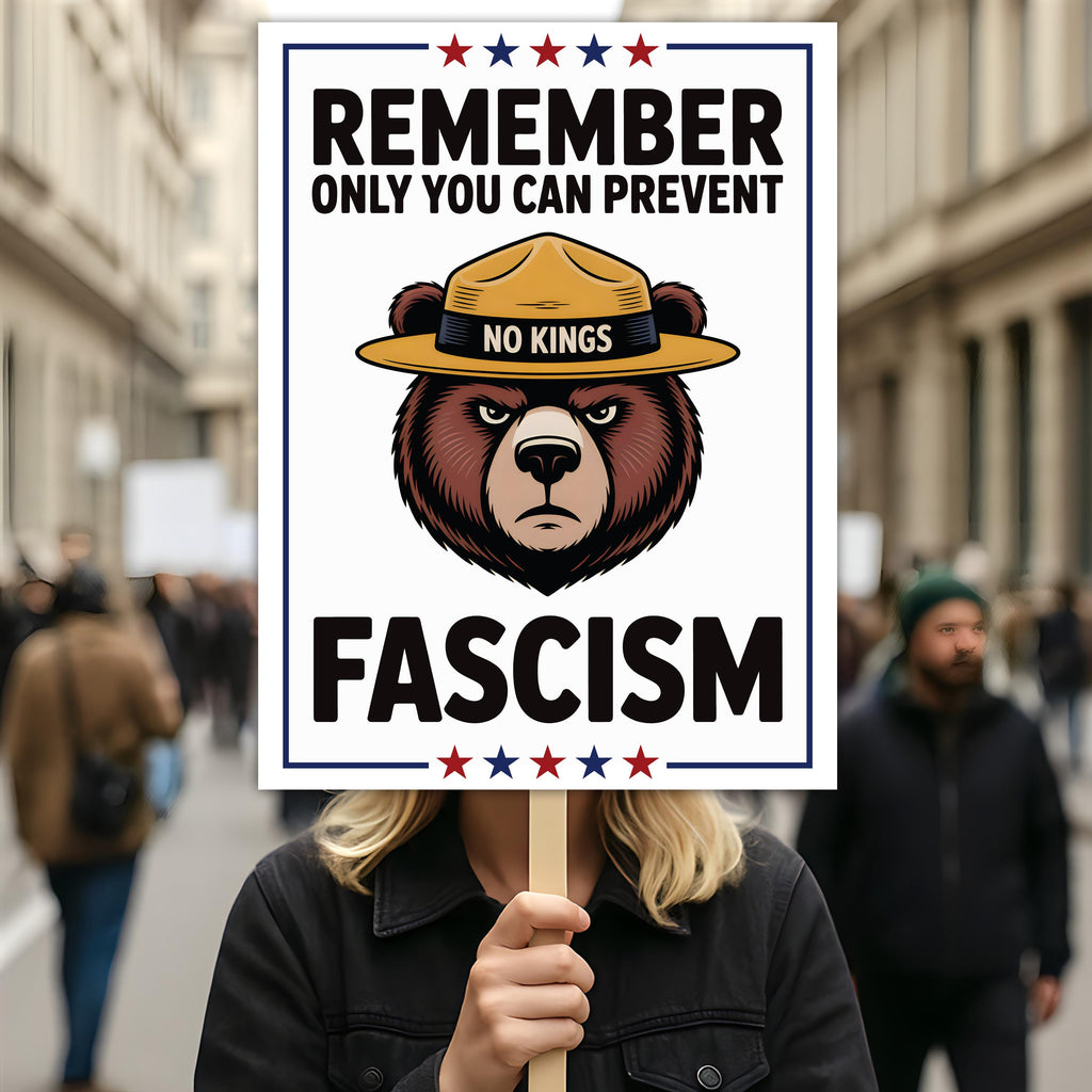 No Kings In America Protest Sign, Anti-Trump Resistance, Political Activist Poster