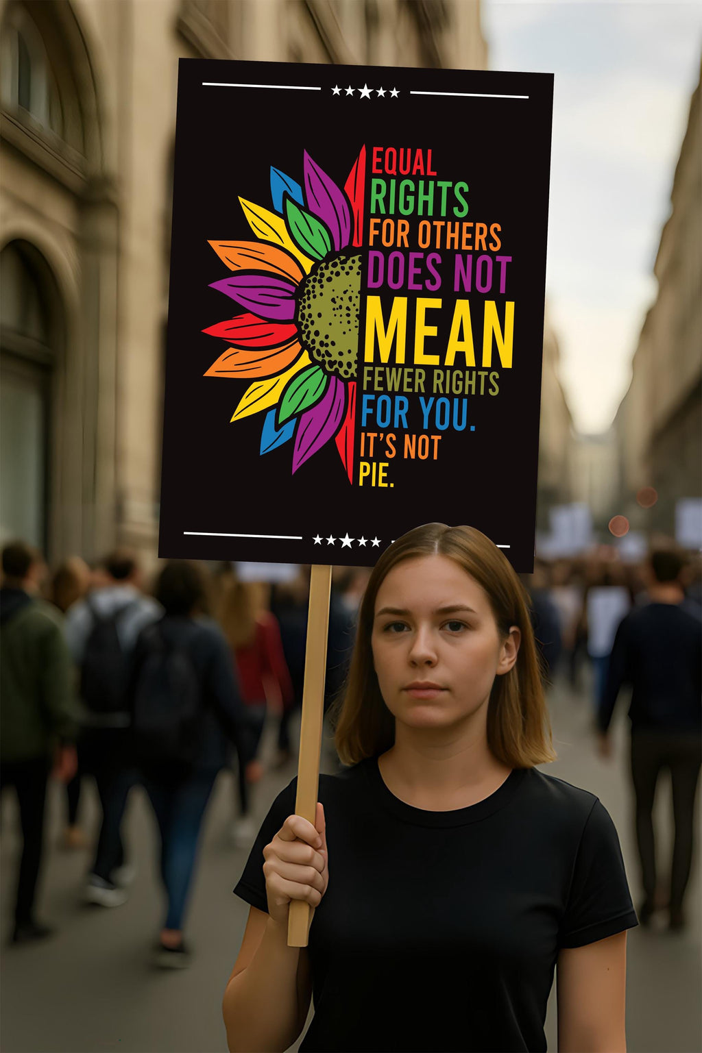 Equal Rights, No Kings In America Protest Sign, Anti-Trump Resistance