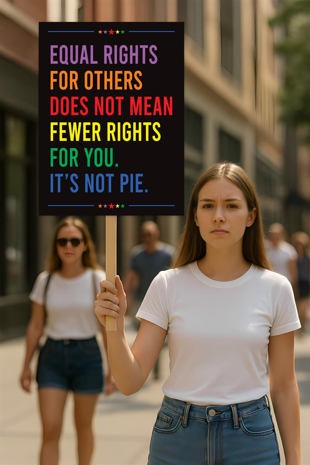 Equal Rights, No Kings In America Protest Sign, Anti-Trump Resistance