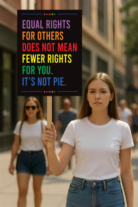 Equal Rights, No Kings In America Protest Sign, Anti-Trump Resistance