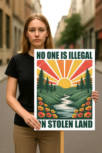 No One Is Illegal On Stolen Land Protest Sign, Anti-Trump Resistance