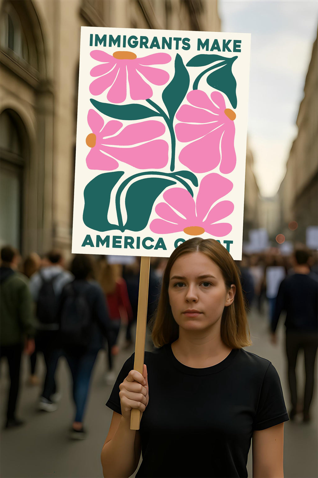 Immigrants Make America Great Protest Sign, Anti-Trump Resistance, Political Activist Poster