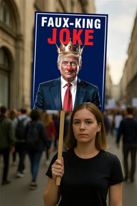Faux King Joke, No Kings In America Protest Sign, Anti-Trump, Political Activist Poster